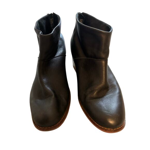 Toms Black Leather Leila Rear Zipper Bootie Sz 9 Western Boho Concert GNO Rodeo - Picture 3 of 7